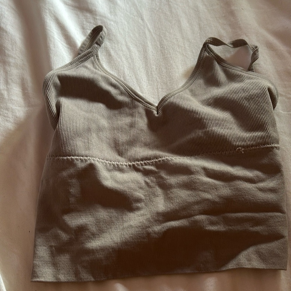 Adult XS Shein tank top. Crosses in the back. Beige.
